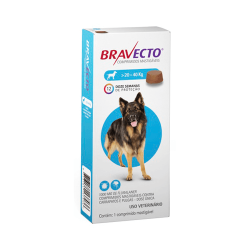 Antipulgas e Carrapatos MSD Bravecto para Cães de 20 a 40 Kg