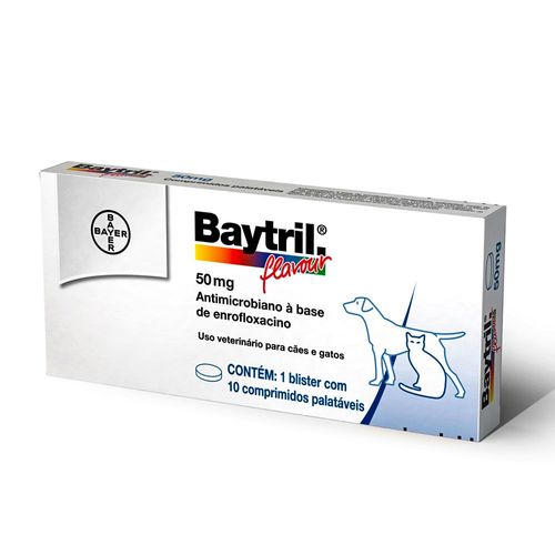 Antibiótico Bayer Baytril Flavour Enrofloxacino 50 mg