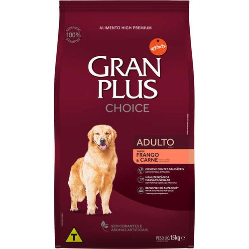 Ração GranPlus Choice para Cães Adultos Sabor Frango e Carne