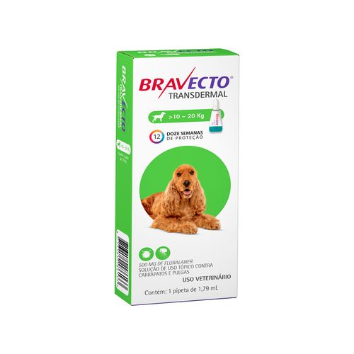 Antipulgas e Carrapatos MSD Bravecto Transdermal para Cães de 10 a 20 Kg
