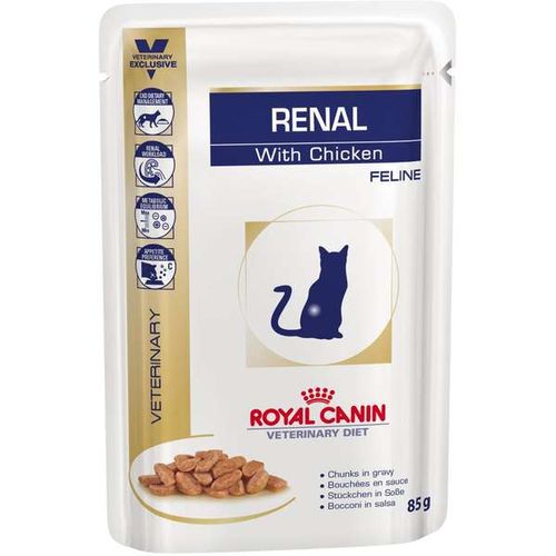 Ração Royal Canin Sachê Feline Veterinary Diet Renal Frango para Gatos com Doenças nos Rins