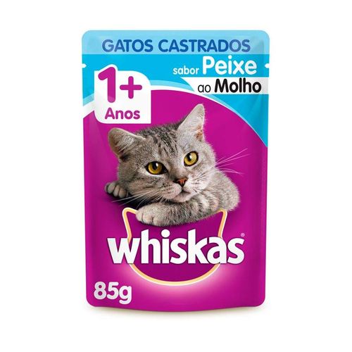 Ração Úmida Whiskas Para Gatos Castrados Sachê Sabor Peixe