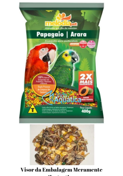 Melodia Pet Alimento Papagaio e Arara