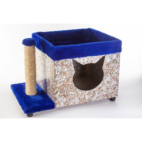 Casa Casinha Cama Gato com Poste Arranhador Azul