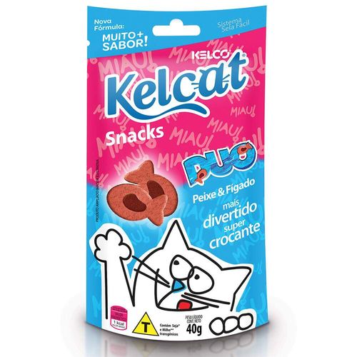 Snack Kelcat Duo para Gatos Adultos e Filhotes Sabor Peixe e Fígado