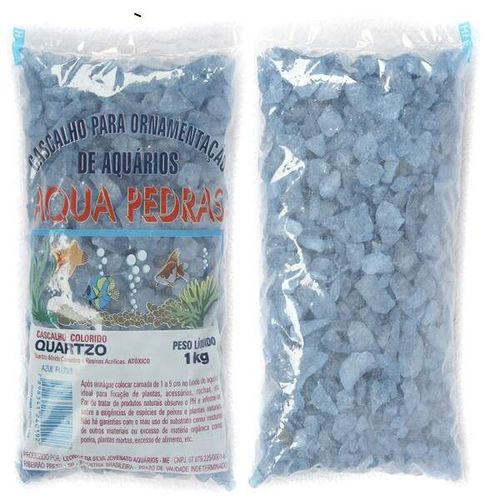 Substrato Para Aquários Aqua Pedras Cascalho de Quartzo Natural Nº02 Azul Fluorescente