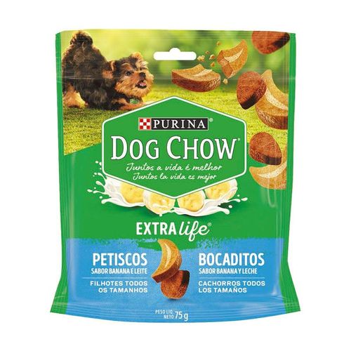 Snack Dog Chow para Cães Filhotes Raças Pequenas Sabor Banana e Leite