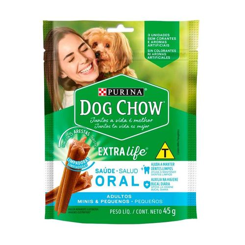 Petisco Purina Dog Chow Extra Life Saúde Oral para Cães de Porte Mini e Pequeno
