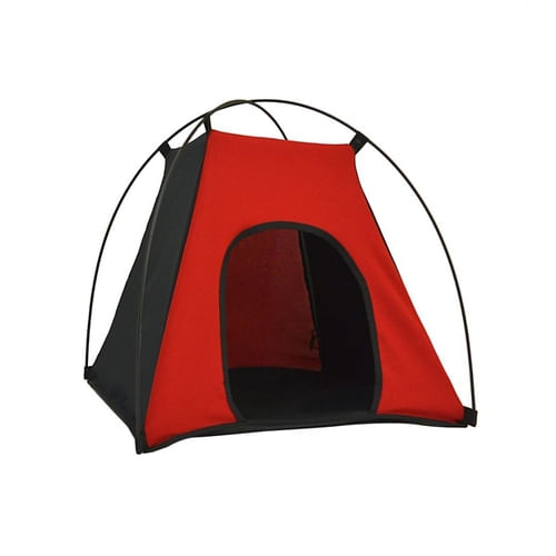 Barraca para cães e gatos Tubline pet camping preto e vermelho