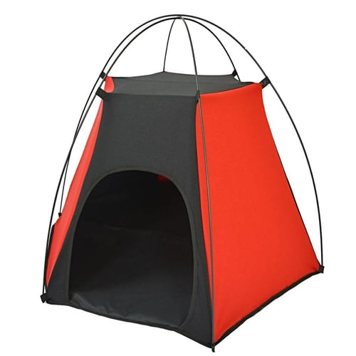 Tenda para cães e gatos tubline pet camping preto e vermelho