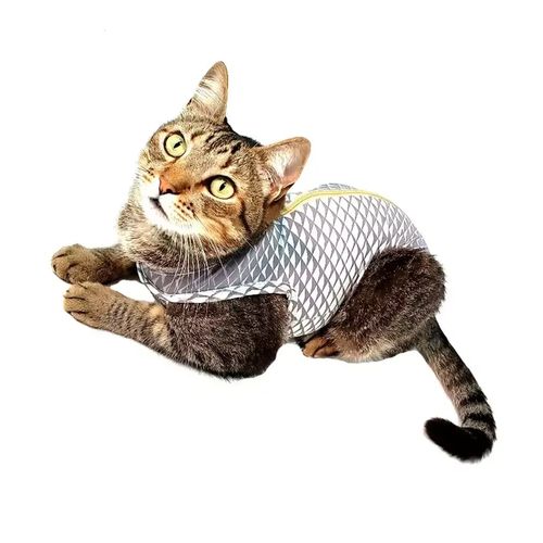 Roupa Cirúrgica Pet Med Para Gatos Ultra Light Geo Cinza