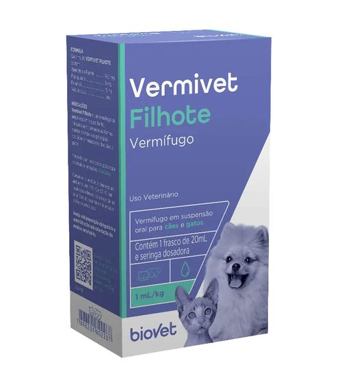 Vermífugo Biovet Vermivet para Cães e Gatos Filhotes