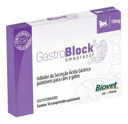 Gatroblock Omeprazol Palatável para Cães e Gatos 10 mg