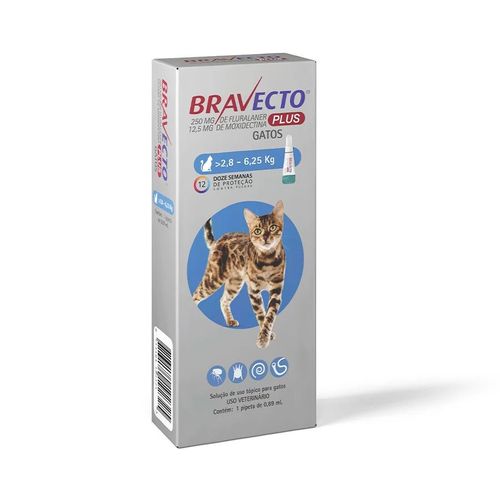 Antipulgas Bravecto Plus para Gatos de 2,8 kg a 6,25 kg 1 pipeta