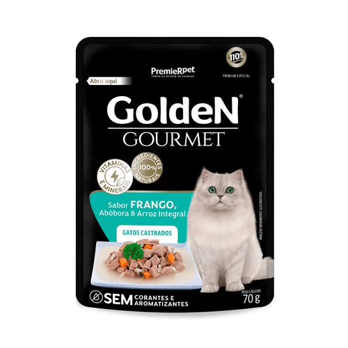 Ração Úmida Golden Gourmet para Gatos Castrados Sabor Frango